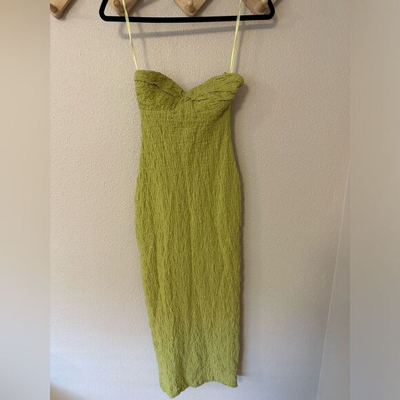 Here Comes the Sun Green Rouched Strapless Dress Sz XS
